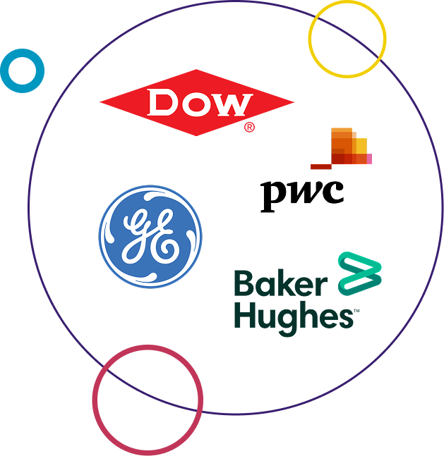 um grupo de logotipos em um fundo preto